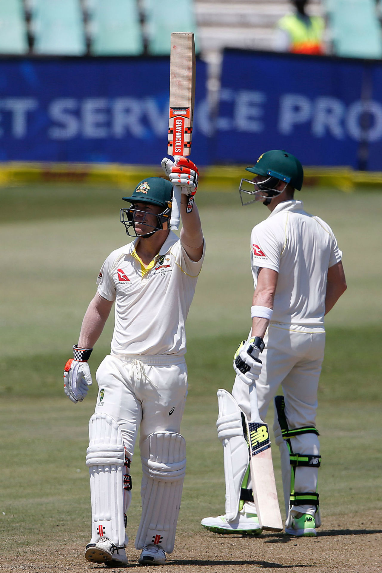 David Warner anchored Australia with a fifty on the first morning, South Africa v Australia, 1st Test, Durban, 1st day, March 1, 2018