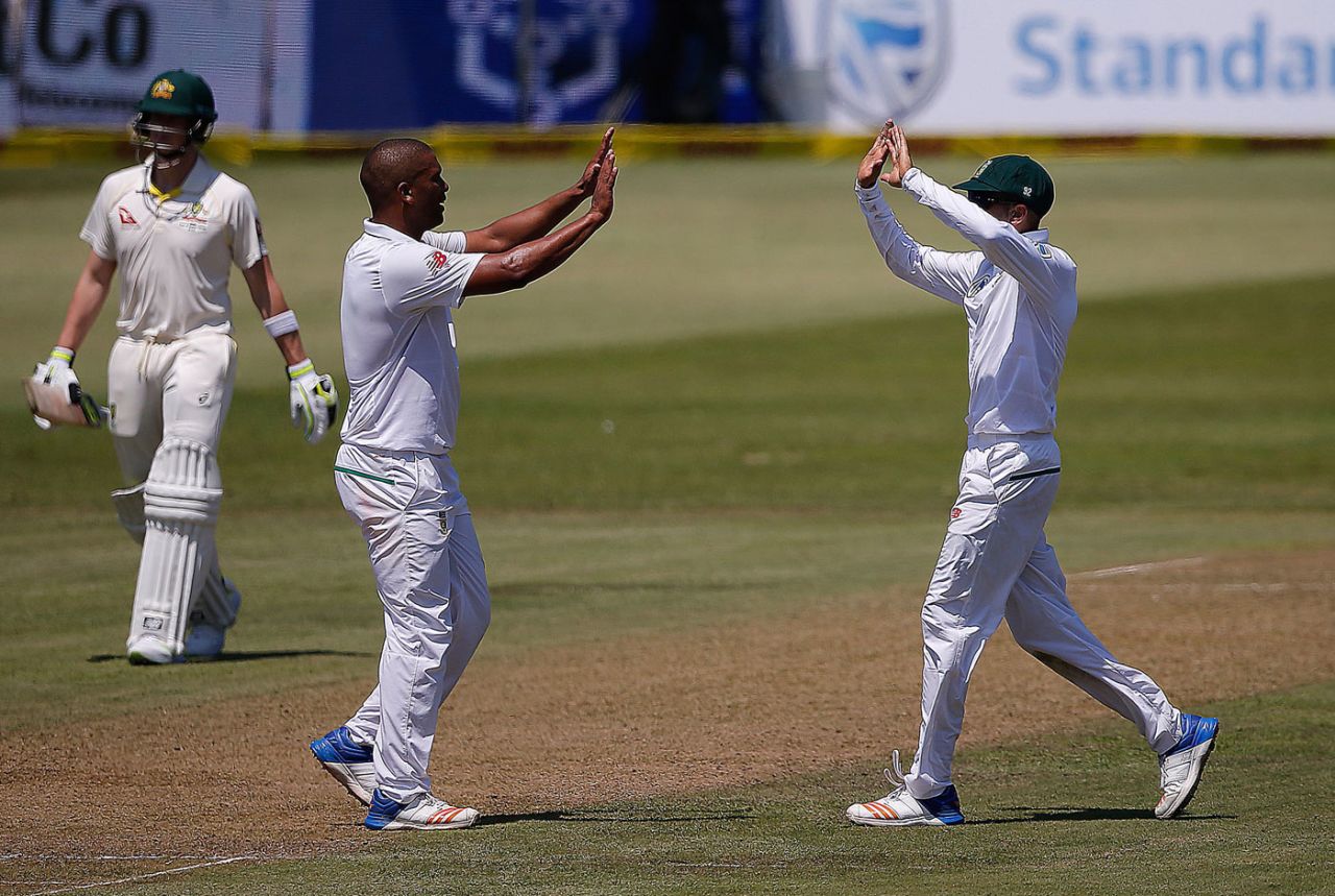 Vernon Philander struck with the last ball before lunch, South Africa v Australia, 1st Test, Durban, 1st day, March 1, 2018