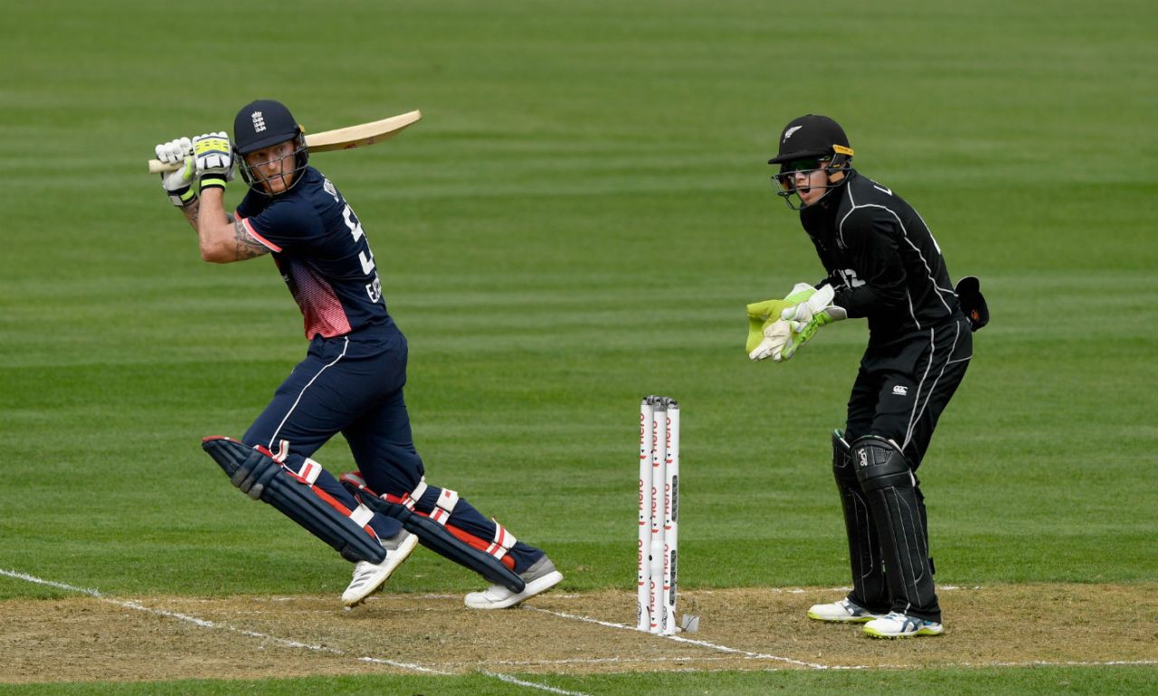 Ben Stokes cuts through backward point, New Zealand v England, 3rd ODI, Wellington, 3 March, 2018