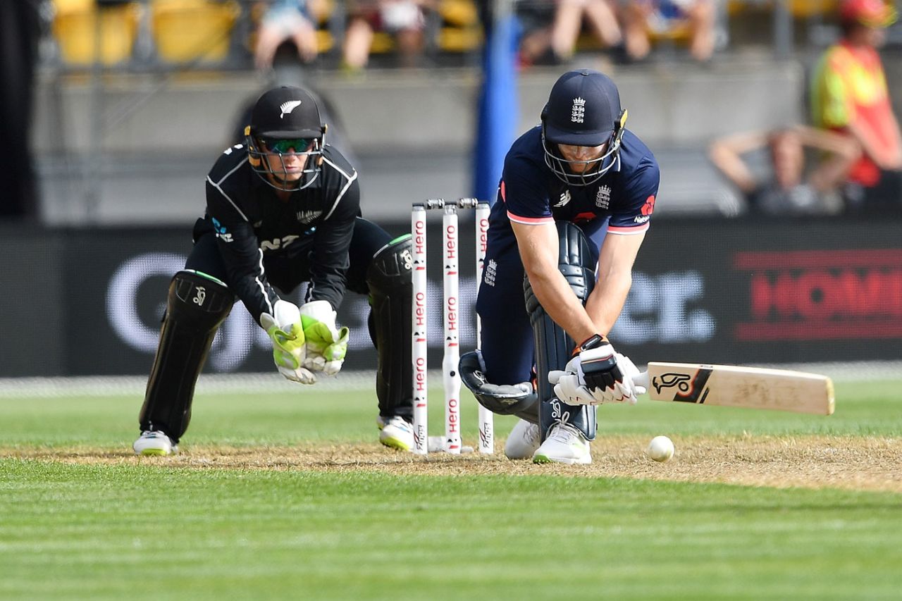 Jos Buttler brings out the reverse sweep, New Zealand v England, 3rd ODI, Wellington, 3 March, 2018