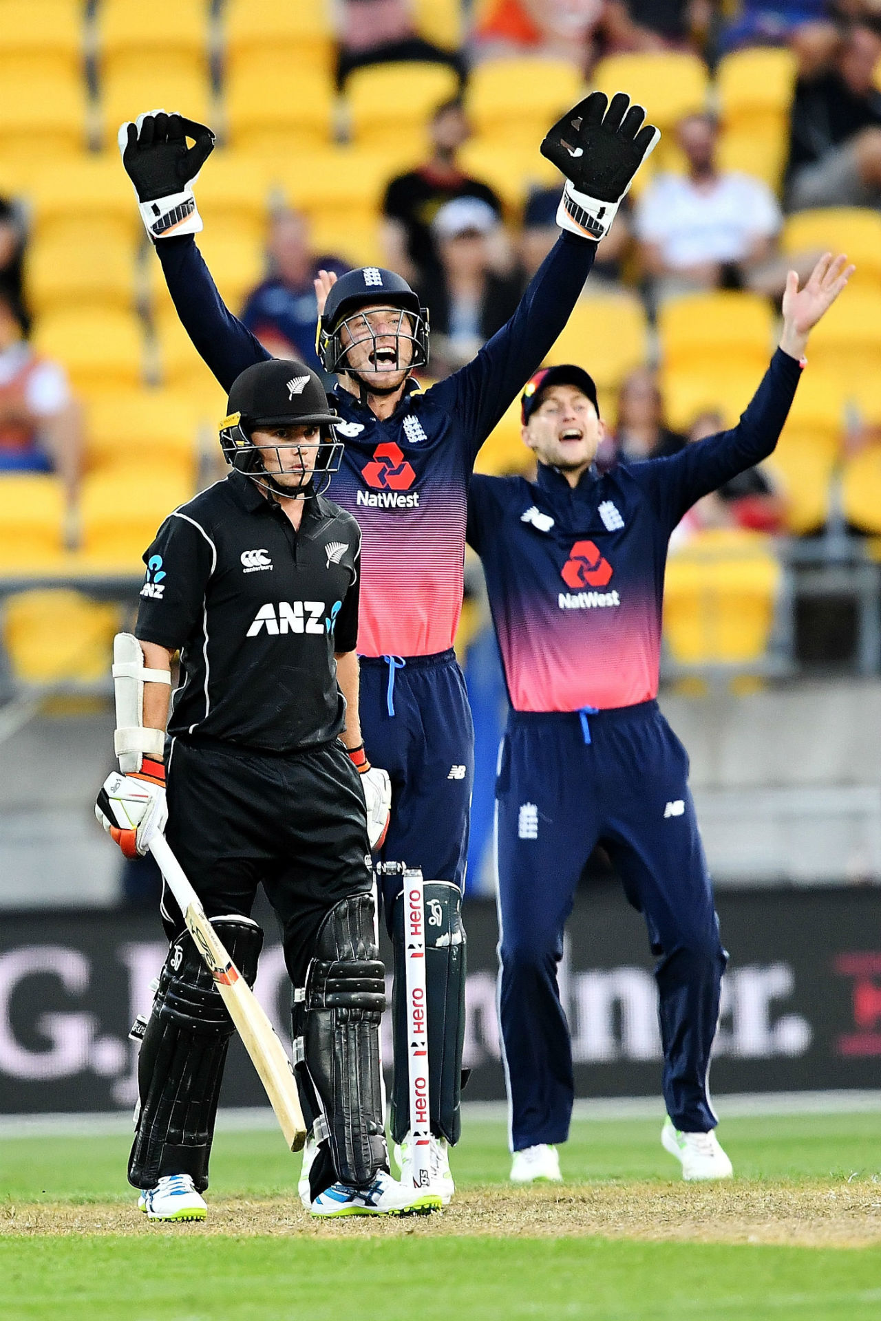 Mark Chapman endured a brief innings, New Zealand v England, 3rd ODI, Wellington, 3 March, 2018