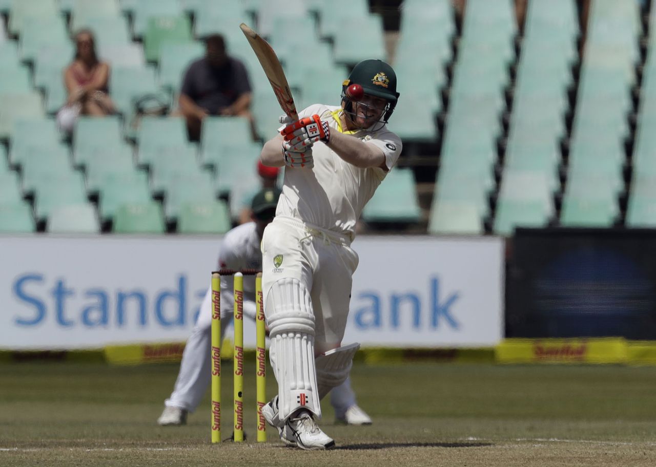 David Warner was assertive from the outset but fell trying to pull, South Africa v Australia, 1st Test, Durban, 3rd day, March 3, 2018