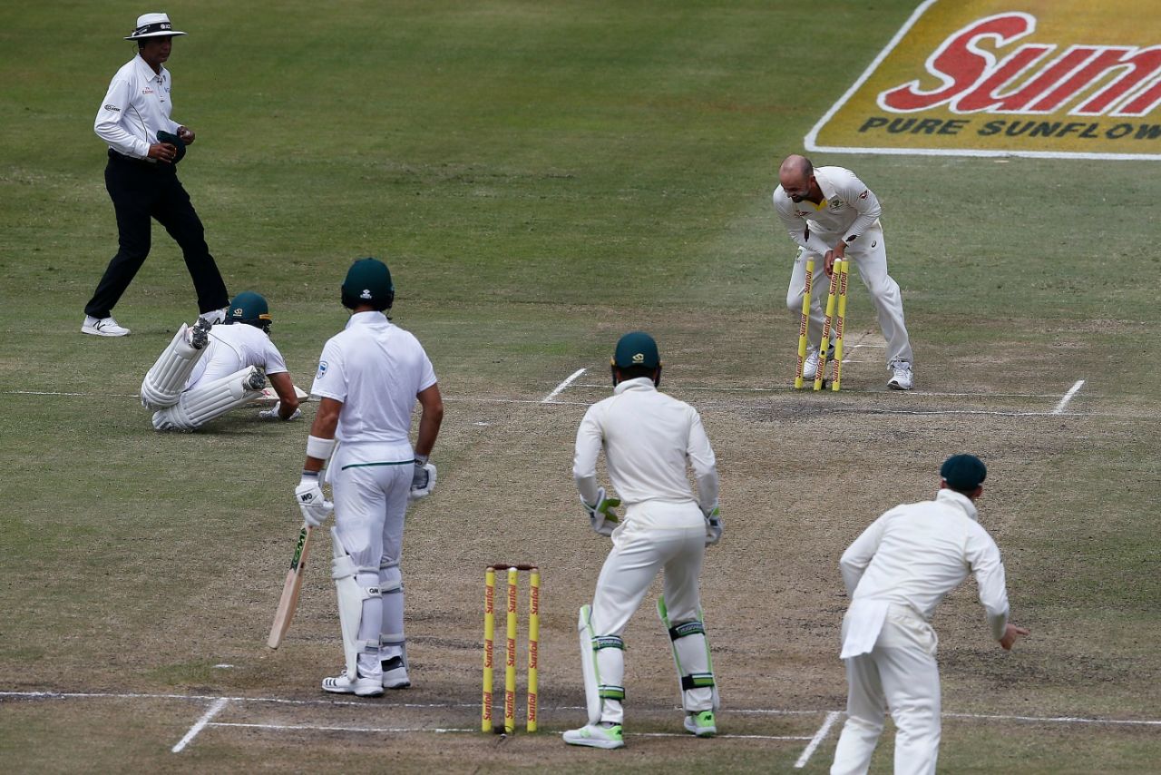 AB de Villiers was run out for 0, South Africa v Australia, 1st Test, Durban, 4th day, March 4, 2018