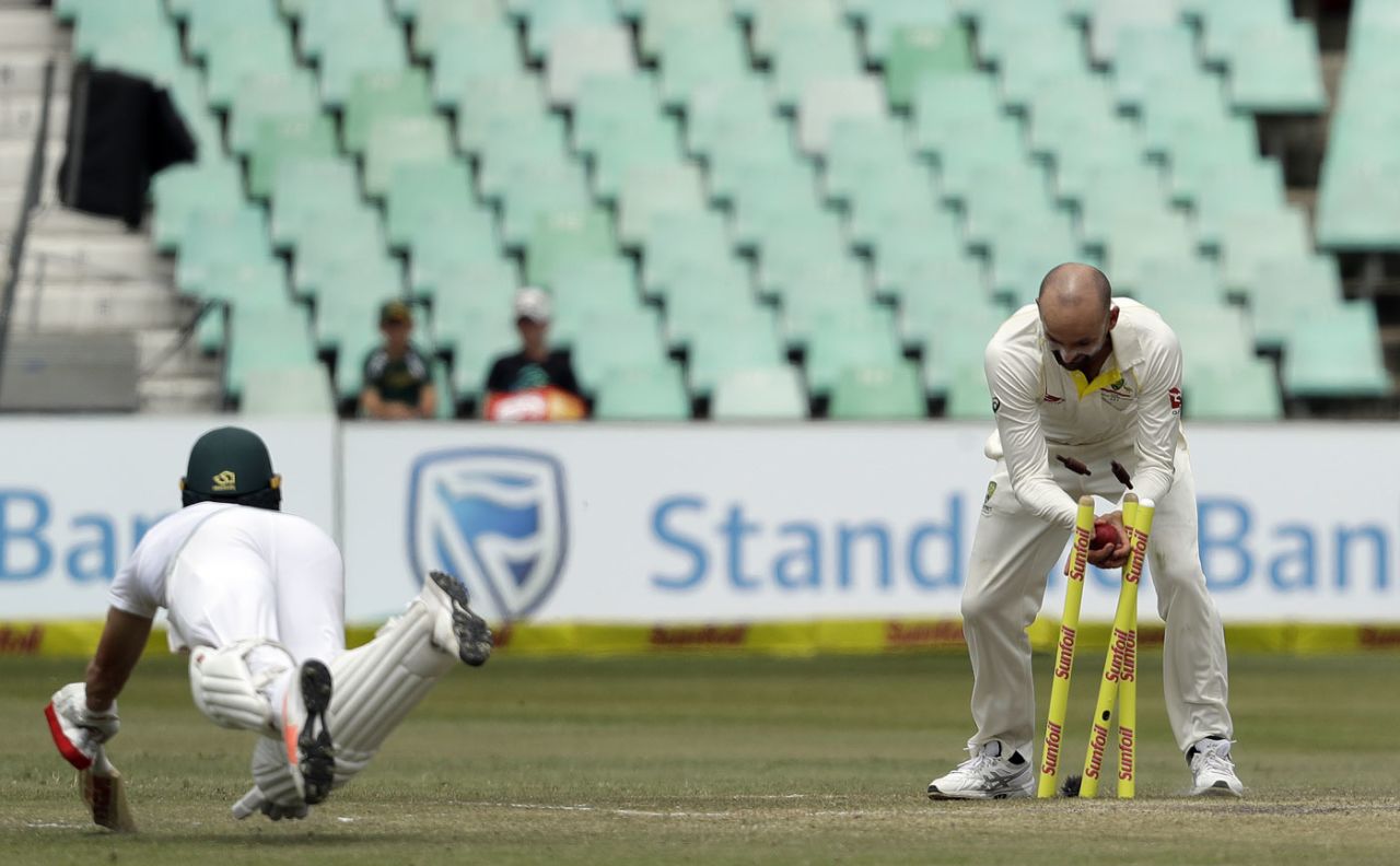 A despairing dive couldn't save AB de Villiers, South Africa v Australia, 1st Test, Durban, 4th day, March 4, 2018