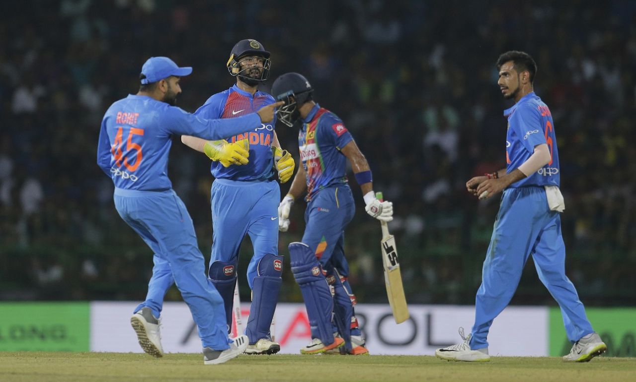 Yuzvendra Chahal burst through the defences of Dinesh Chandimal, Sri Lanka v India, Nidahas Trophy, Colombo, March 6, 2018