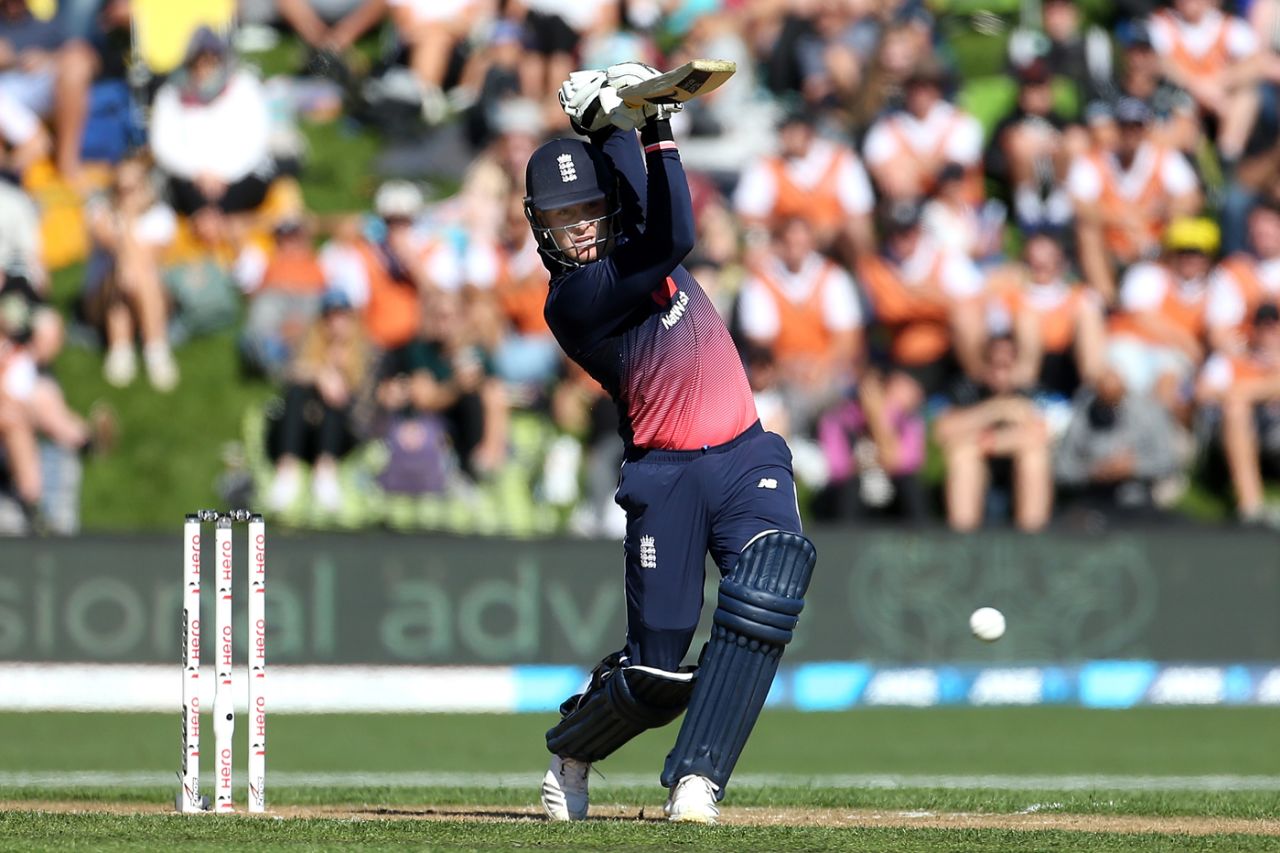 Jason Roy plays a picture-perfect, high-elbow drive, New Zealand v England, 4th ODI, Dunedin, March 7, 2018