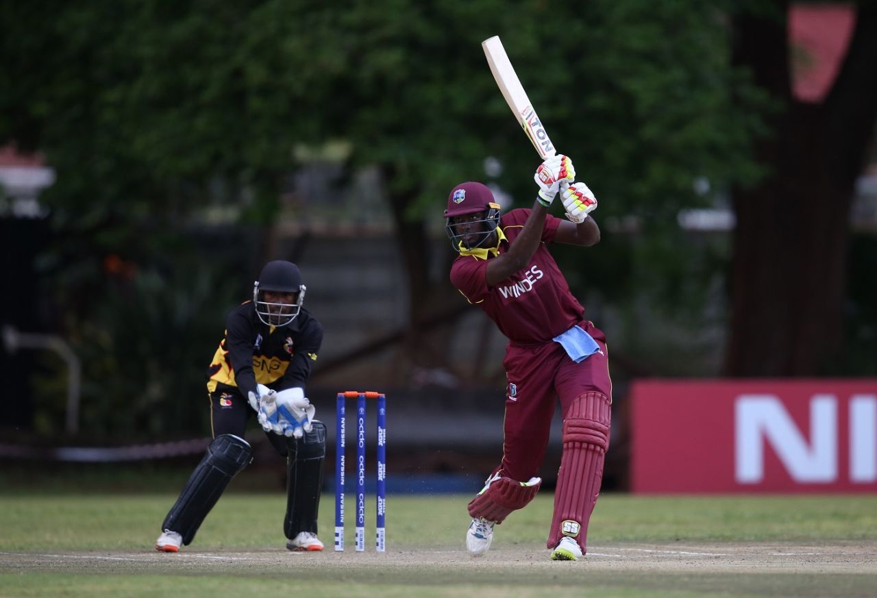 Jason Holder unfurls a languid drive, Papua New Guinea v West Indies, World Cup Qualifier, Harare, March 8, 2018
