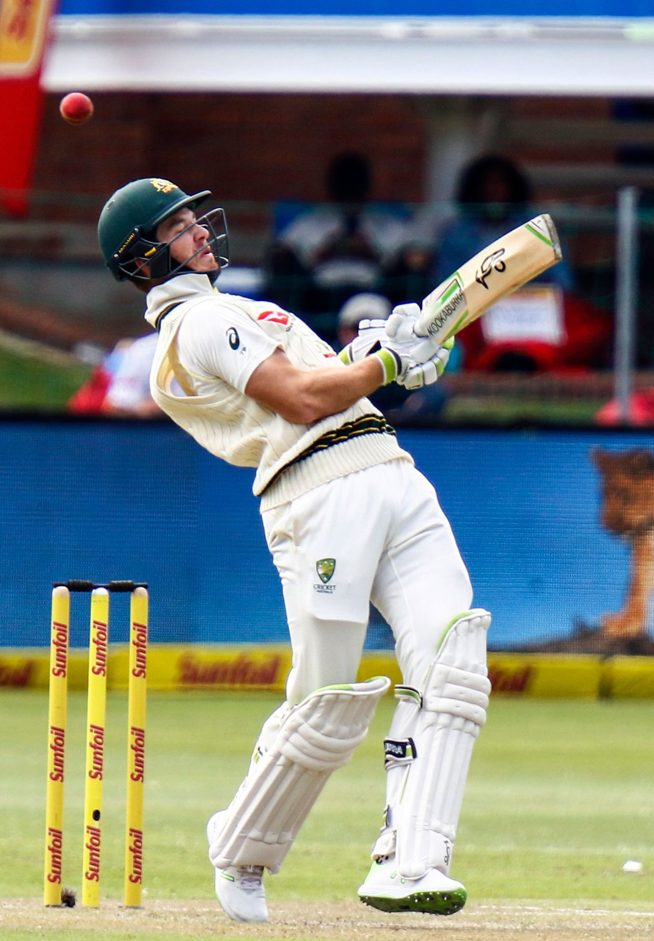 Tim Paine gets in an awkward position against the bouncer, South Africa v Australia, 2nd Test, 1st day, Port Elizabeth, March 9, 2018