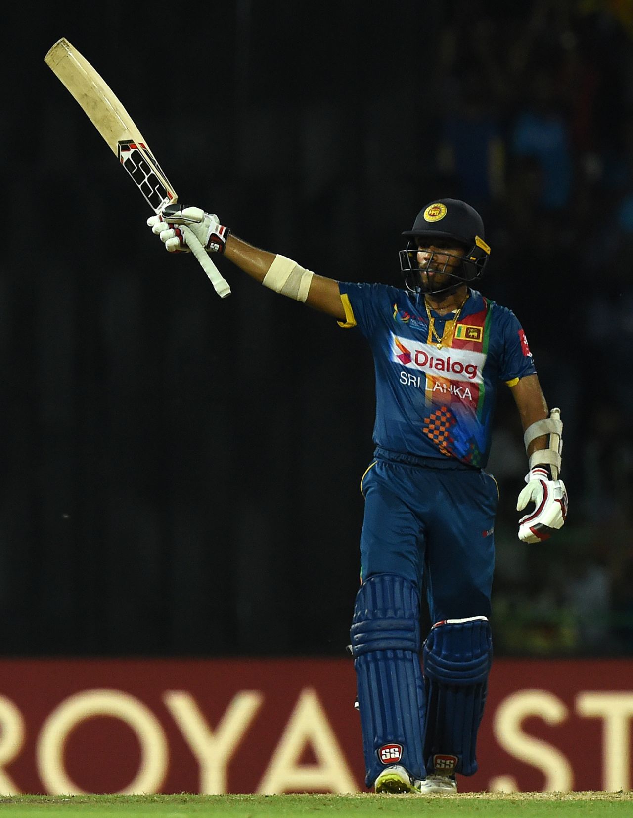Kusal Mendis celebrates his half-century, Bangladesh v Sri Lanka, Nidahas T20I Tri-series, Colombo, March 10, 2018