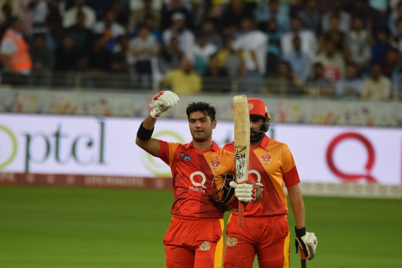 Hussain Talat celebrates victory with Misbah-ul-Haq