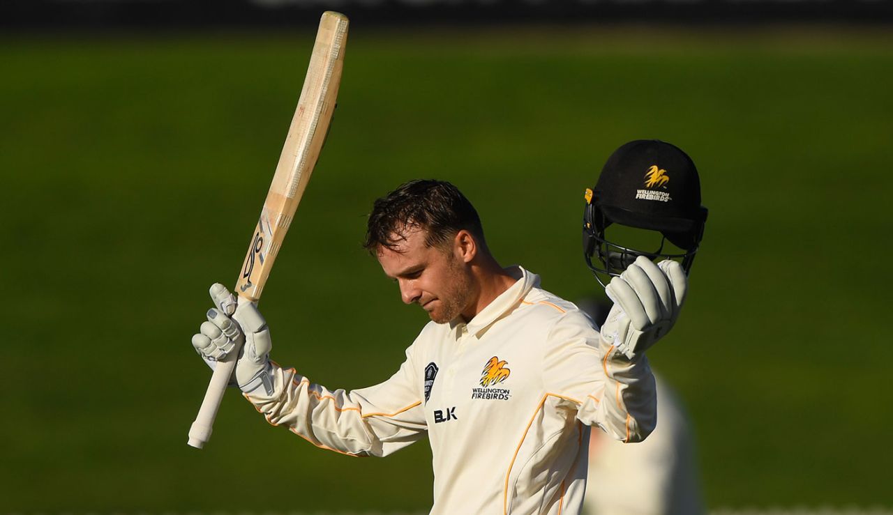 Tom Blundell reaches his century, New Zealand XI v England XI, Tour match, Hamilton, 1st day, March 14, 2018