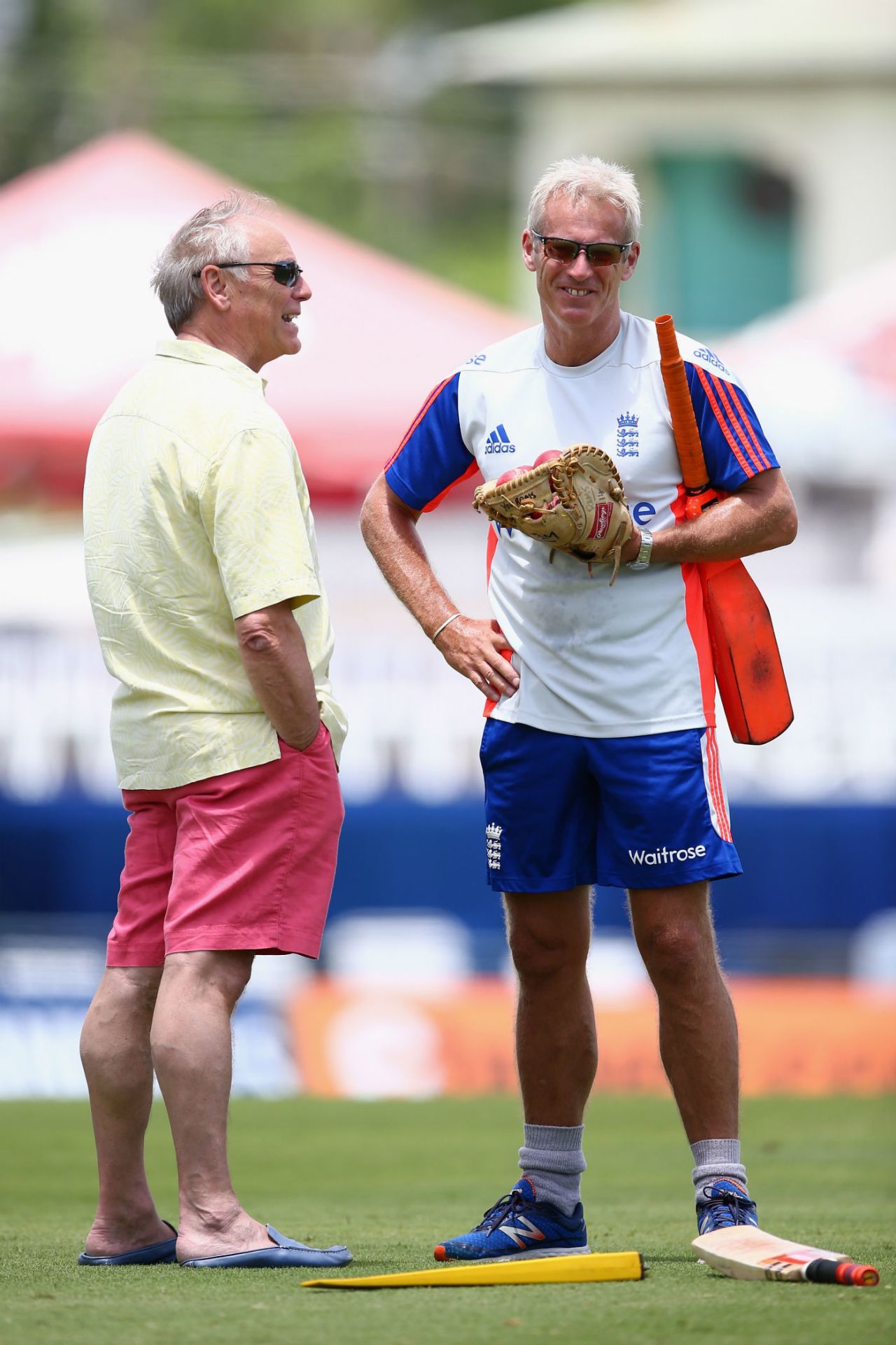Colin Graves and Peter Moores in Barbados during the third Test against West Indies in 2015