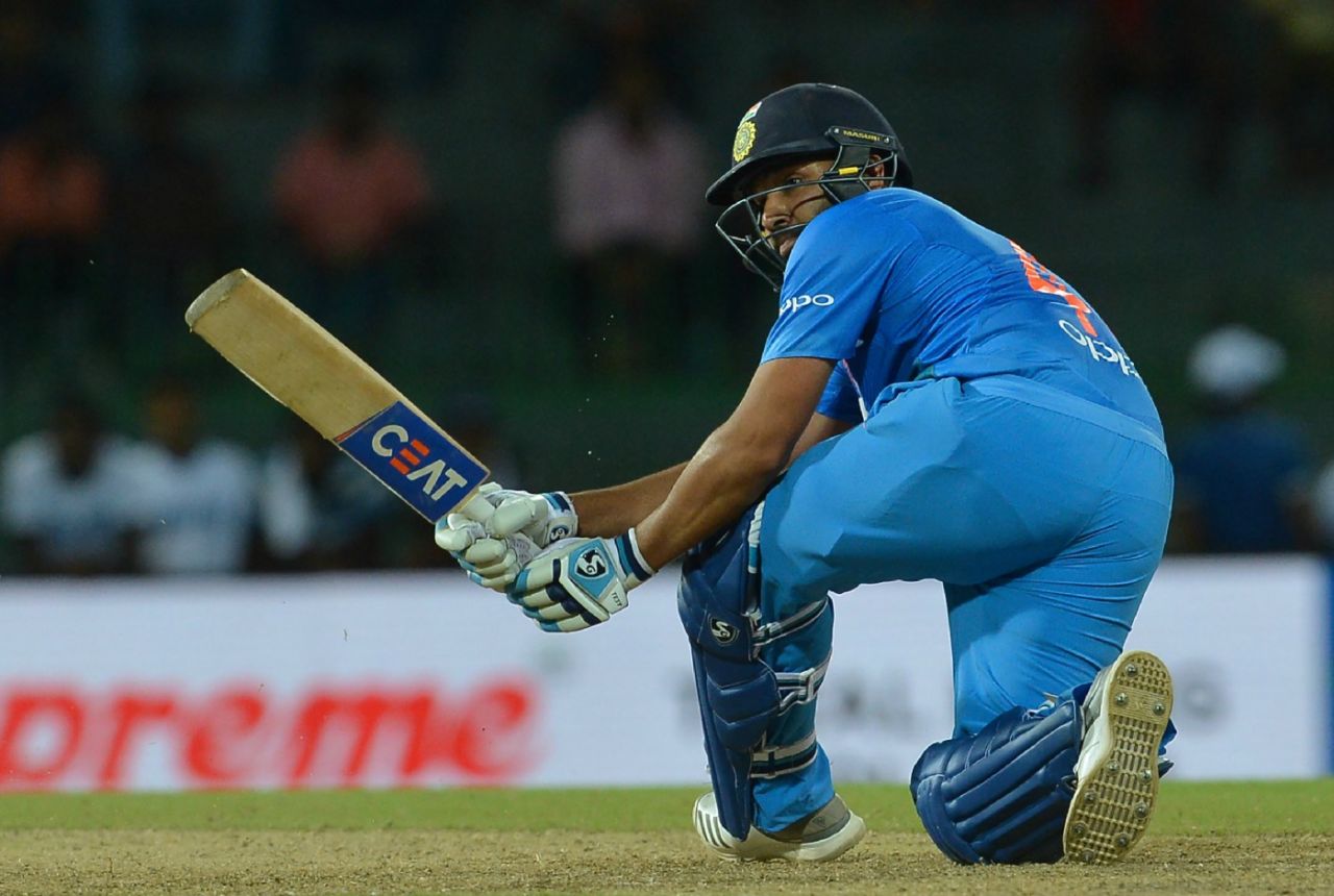 Rohit Sharma executes a paddle sweep, Bangladesh v India, 5th match, Nidahas Twenty20 Tri-Series, Colombo, March 14, 2018