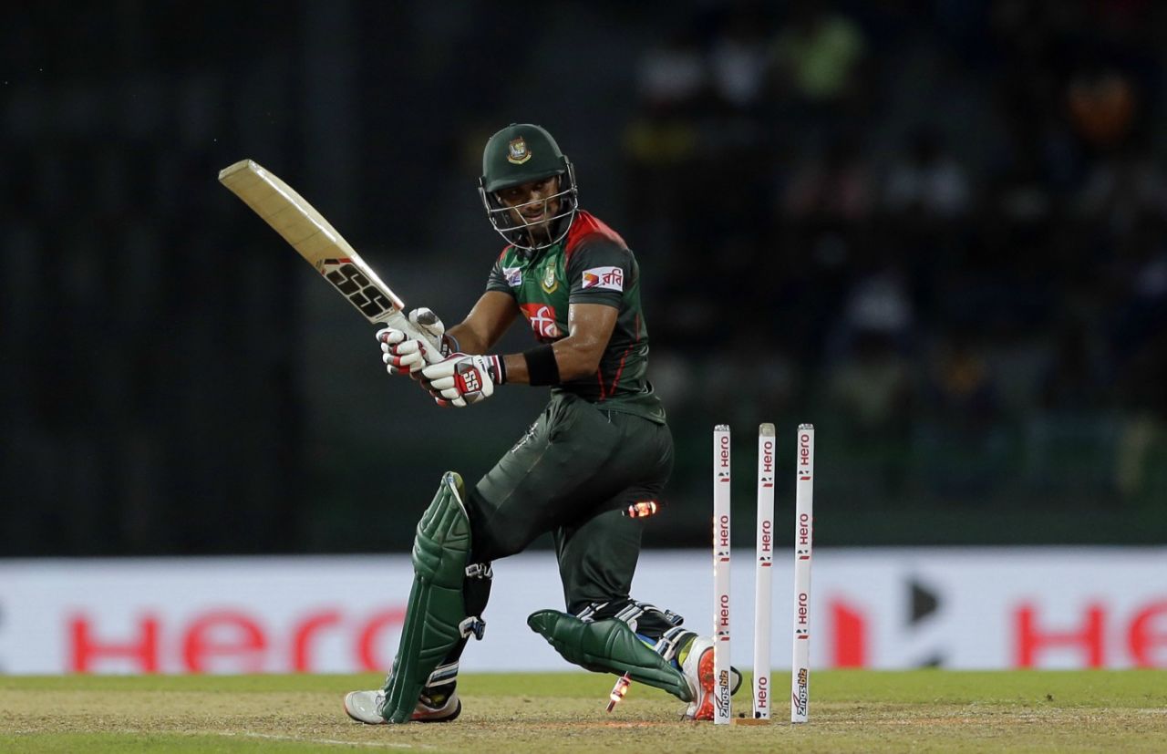 Sabbir Rahman was bowled for 27, Bangladesh v India, 5th match, Nidahas Twenty20 Tri-Series, Colombo, March 14, 2018