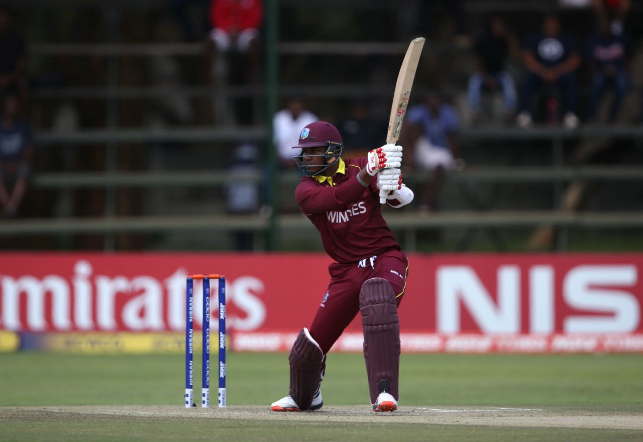 Marlon Samuels flays one through the covers, West Indies v Afghanistan, World Cup Qualifiers, Super Six stage, March 15, 2018