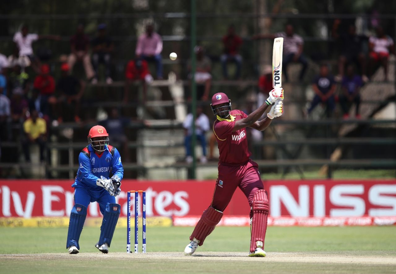 Jason Holder flays one through the off side, West Indies v Afghanistan, World Cup Qualifiers, Super Six stage, March 15, 2018
