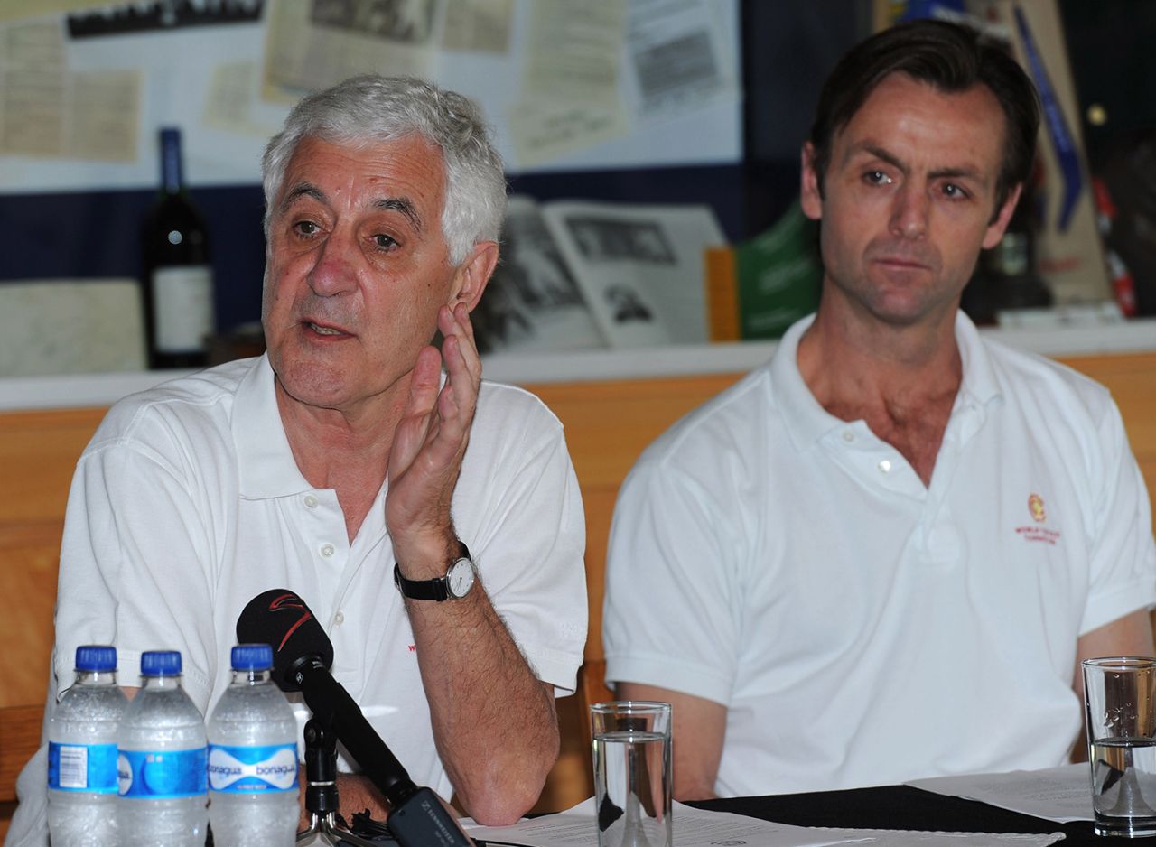Chairman Mike Brearley and MCC head of cricket John Stephenson at a MCC World Cricket Committee media conference, Cape Town, January 10, 2012