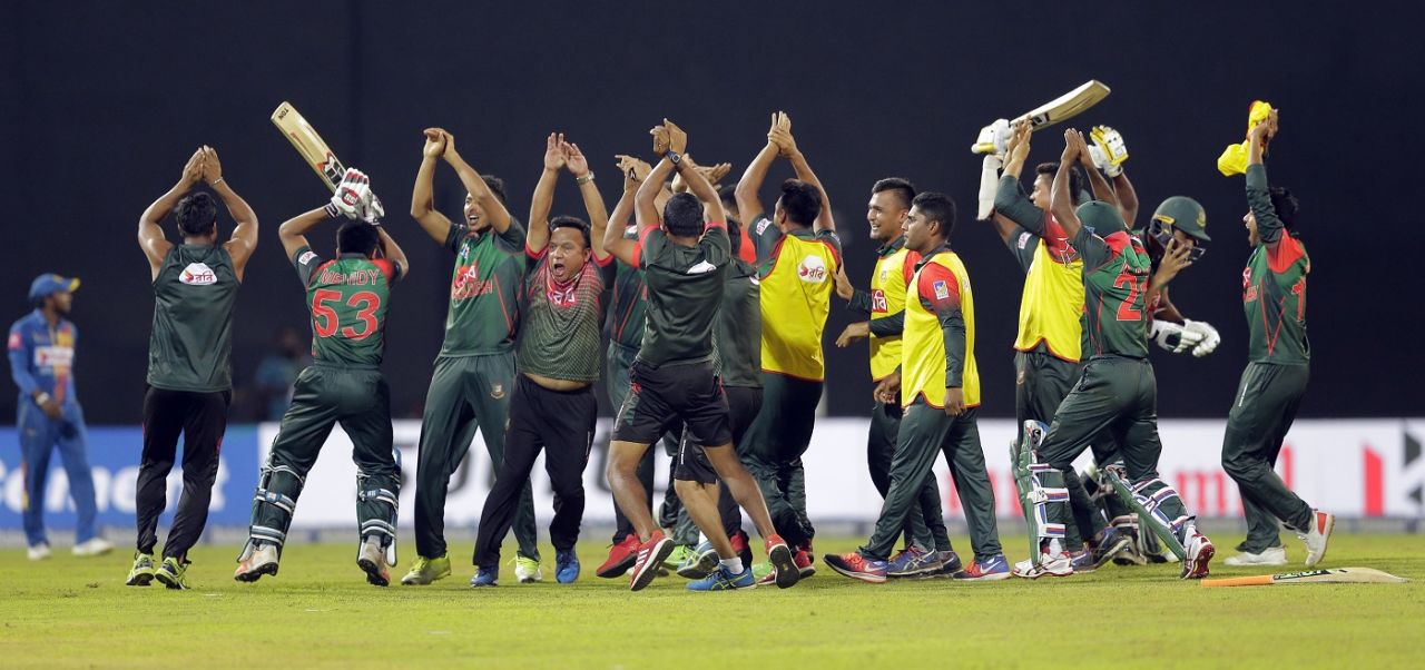 Bangladesh provided another glimpse of their newfound celebration, Sri Lanka v Bangladesh, 6th match, Colombo, March 16, 2018