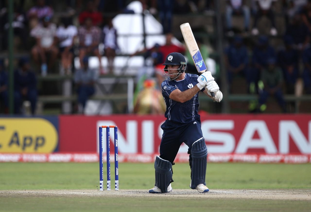 Kyle Coetzer punches through the off side, Ireland v Scotland, World Cup Qualifier, Super Sixes, Harare, March 18, 2018