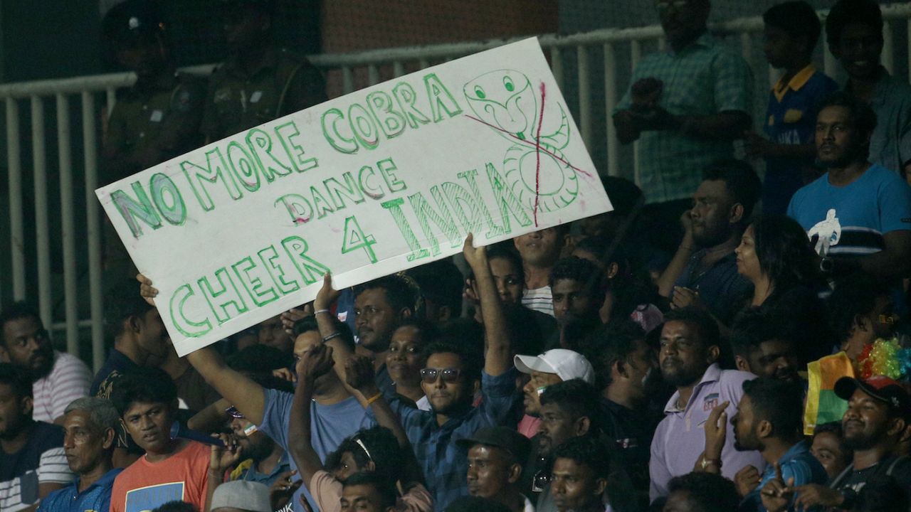 The local crowd showed one-sided support for the Indian team, India v Bangladesh, Nidahas Trophy final, Colombo, March 18, 2018