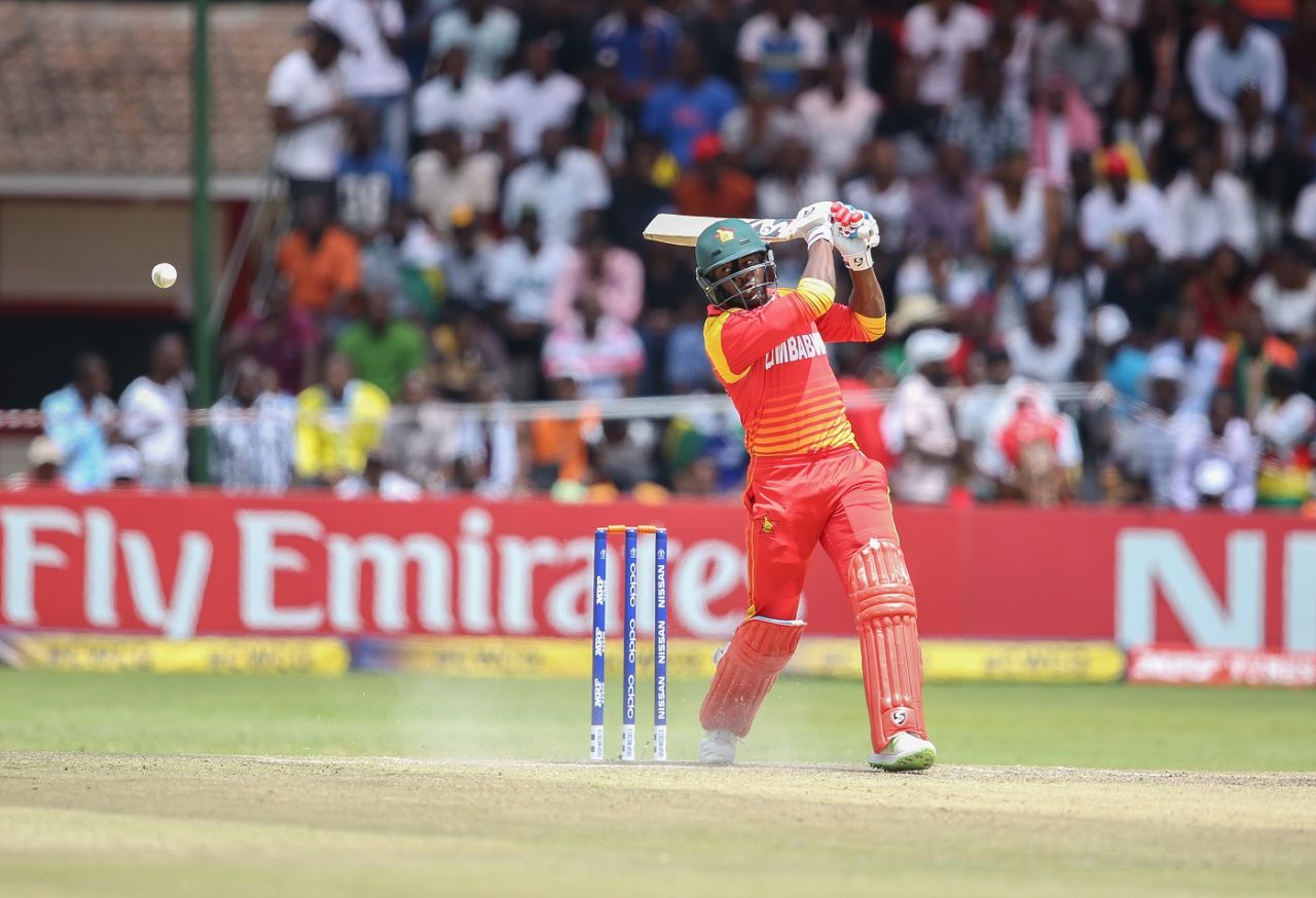 Solomon Mire returned after a blow to the helmet to shore up Zimbabwe, Zimbabwe v West Indies, World Cup Qualifiers, Harare, March 19, 2018