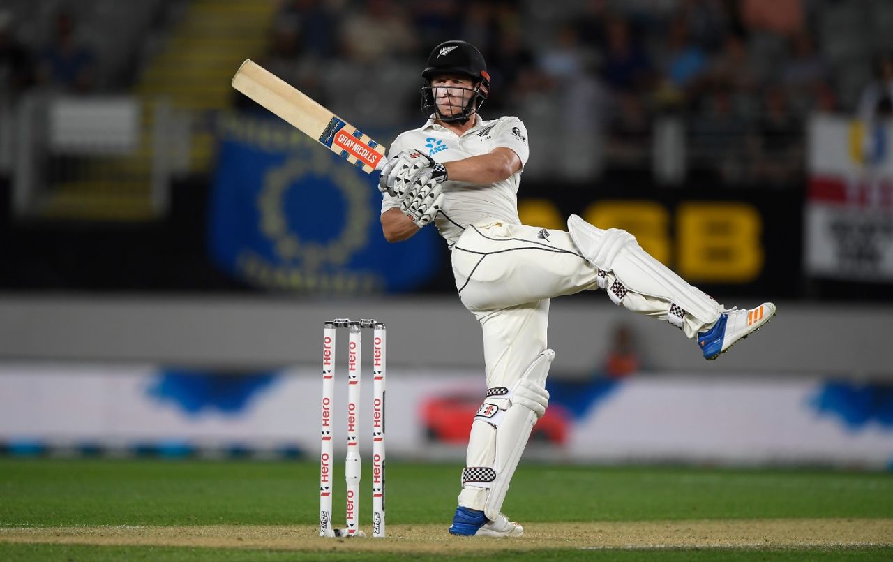 Henry Nicholls plays one off the backfoot, New Zealand v England, 1st Test, Auckland, 1st day, March 22, 2018