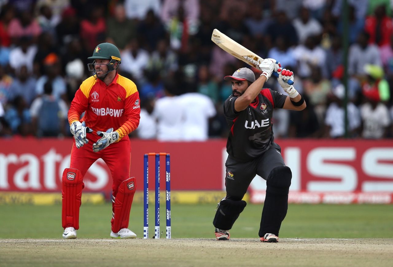 Rameez Shahzad crunches a drive, Zimbabwe v UAE, World Cup qualifier, Super Sixes, Harare, March 22, 2018