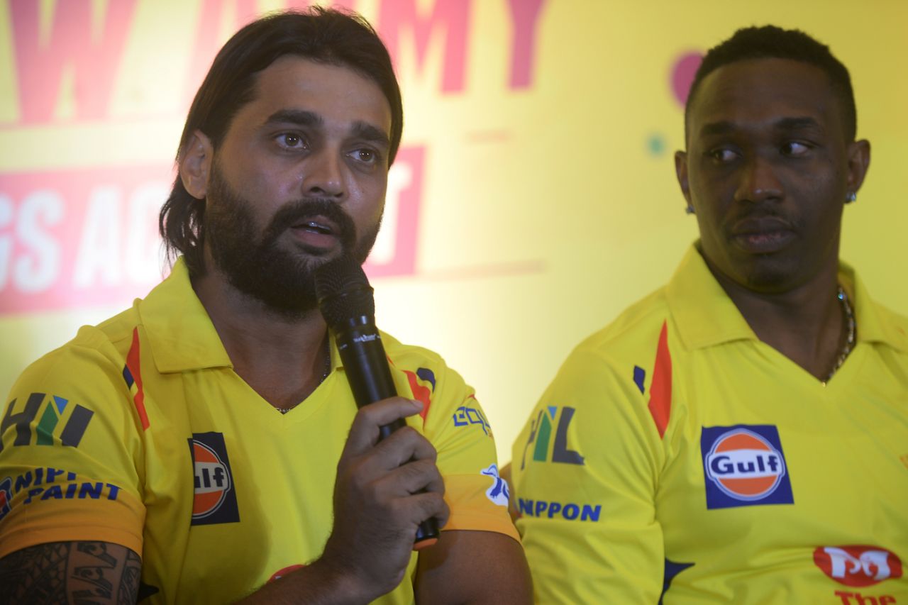 M Vijay speaks at a promotional event in the presence of Dwayne Bravo, Chennai, March 22, 2018