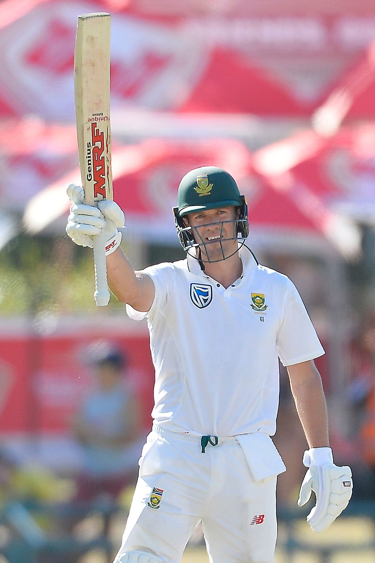 AB de Villiers celebrates a flowing fifty, South Africa v Australia, 3rd Test, Cape Town, 1st day, March 22, 2018