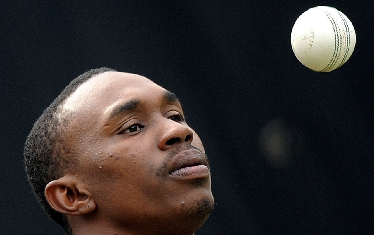 Dwayne Bravo at a training session two days ahead of the game against South Africa, World Cup, Delhi, February 22, 2011