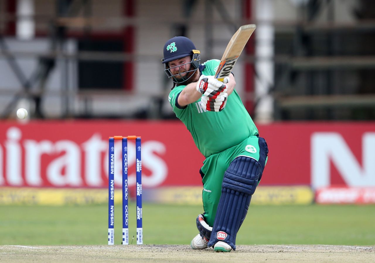 Paul Stirling drives through the covers, Ireland v Afghanistan, World Cup Qualifiers, Harare, 23 March, 2018