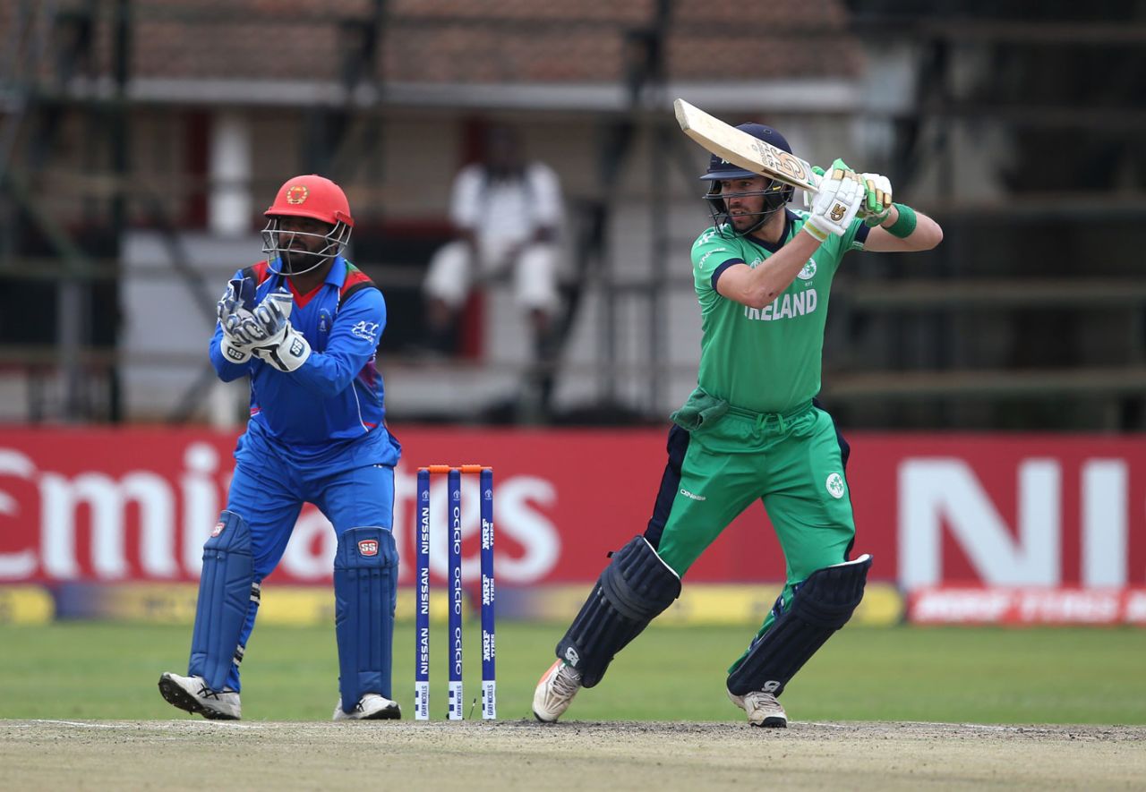 Andy Balbirnie punches off the back foot, Ireland v Afghanistan, World Cup Qualifiers, Harare, 23 March, 2018