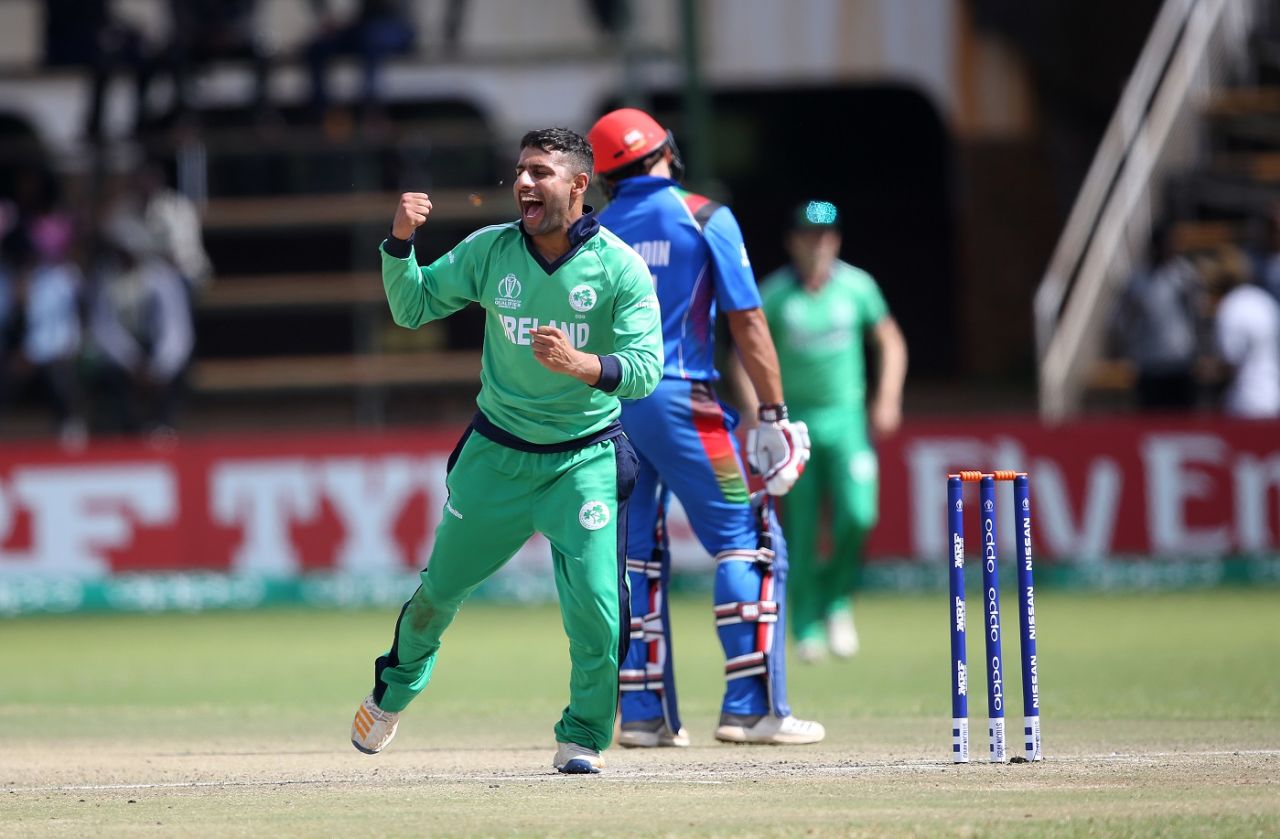 Simi Singh celebrates a wicket, Ireland v Afghanistan, World Cup Qualifiers, Harare, 23 March, 2018