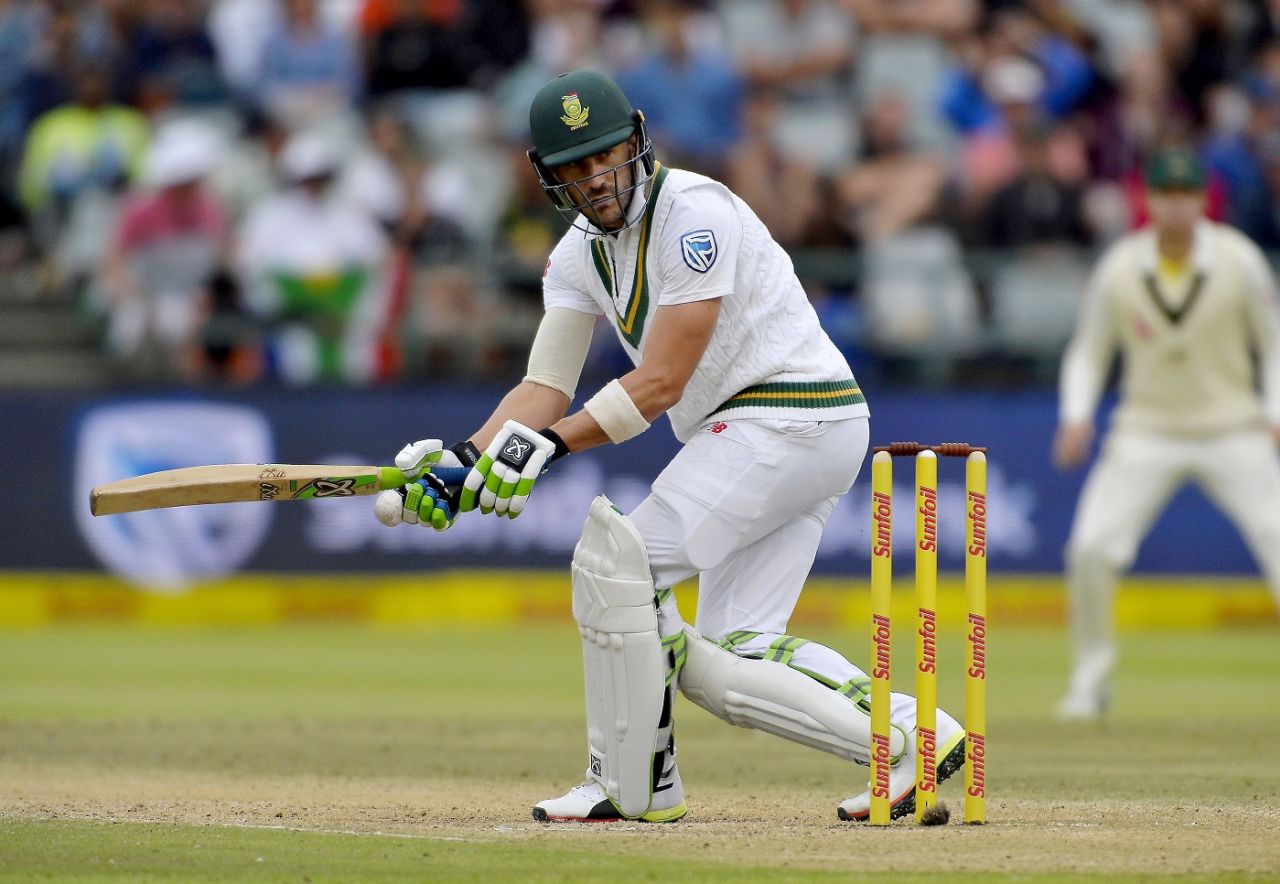 Faf du Plessis paddles towards the leg side, South Africa v Australia, 3rd Test, Cape Town, 3rd day, March 24, 2018