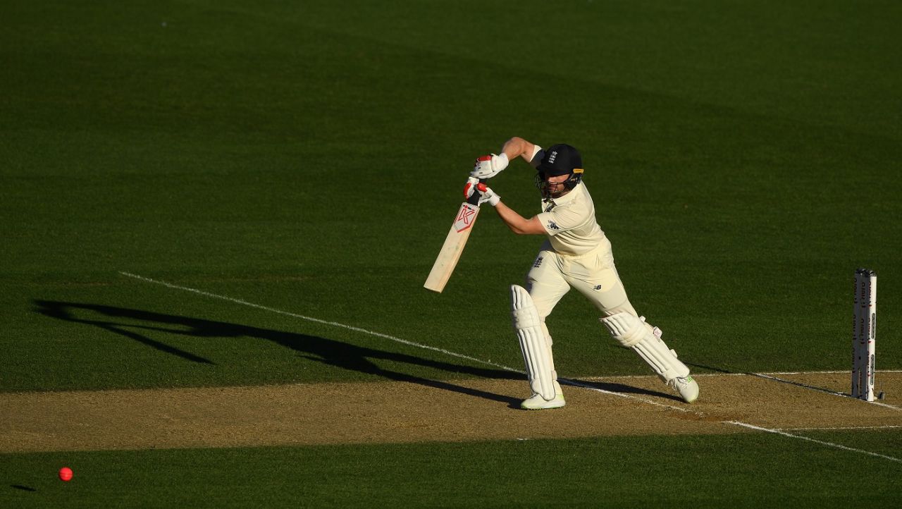 Mark Stoneman drives through the off side, New Zealand v England, 1st Test, Auckland, 4th day, March 25, 2018