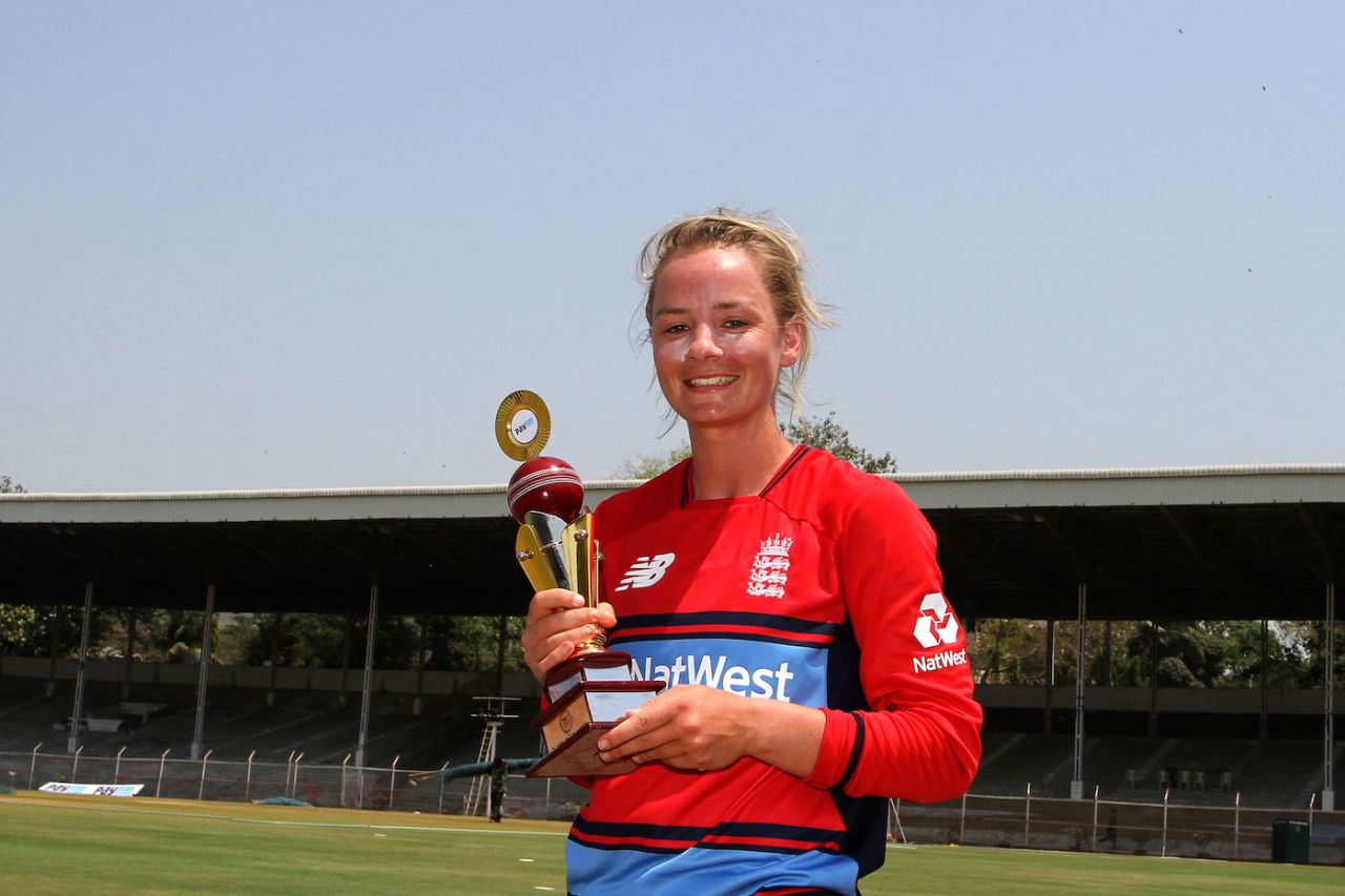 Danielle Wyatt was named the Player of the Match, India v England, Tri-Nation Women's T20 Series, Mumbai, March 25, 2018
