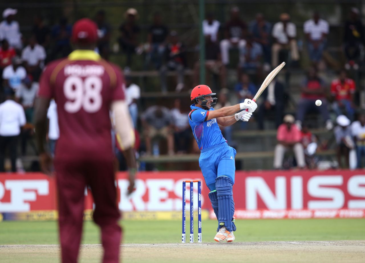 Rahmat Shah plays the hook shot, Afghanistan v West Indies, World Cup Qualifier, final, Harare, March 25, 2018