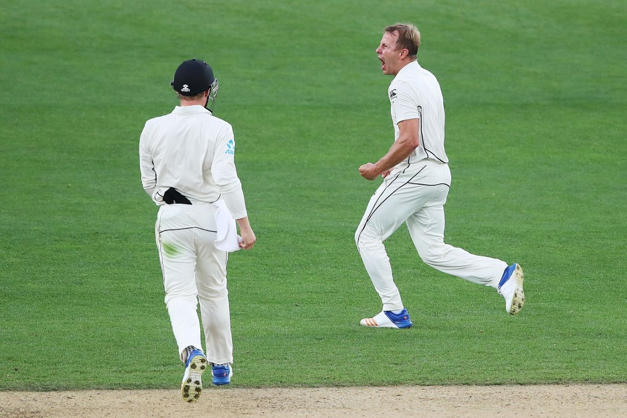 Neil Wagner celebrates Ben Stokes' wicket, New Zealand v England, 1st Test, Auckland, 5th day, March 26, 2018