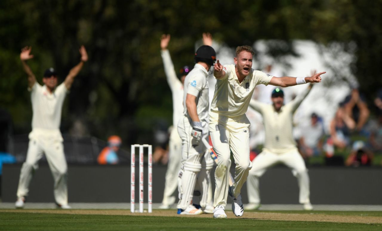 Stuart Broad trapped Henry Nicholls lbw for a duck, New Zealand v England, 2nd Test, Christchurch, 2nd day, March 31, 2018
