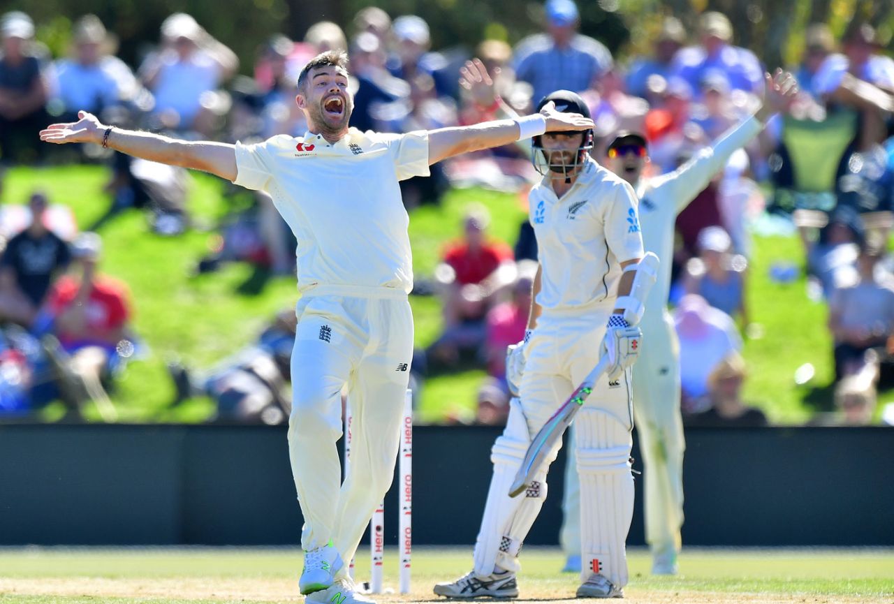Kane Williamson narrowly survived an lbw appeal against James Anderson, New Zealand v England, 2nd Test, Christchurch, 2nd day, March 31, 2018
