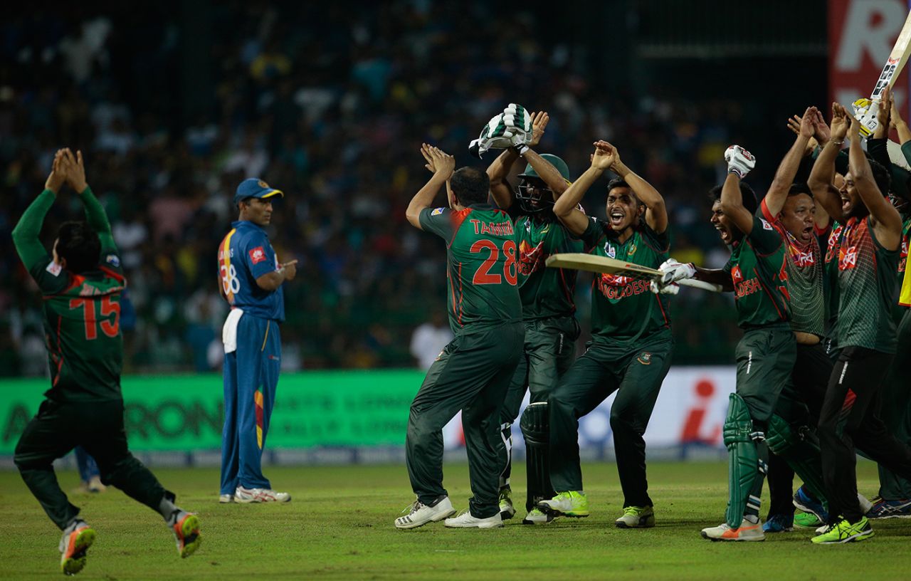 Bangladesh provided another glimpse of their newfound celebration, Sri Lanka v Bangladesh, 6th match, Colombo, March 16, 2018