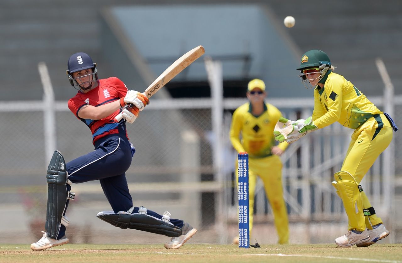 Natalie Sciver scored a 42-ball 50, Australia v England, Tri-Nations T20 Women's series, final, Mumbai, March 31, 2018