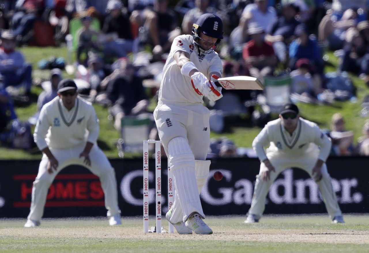 Mark Stoneman pulls on his way to another half-century, New Zealand v England, 2nd Test, Christchurch, 3rd day, April 1, 2018