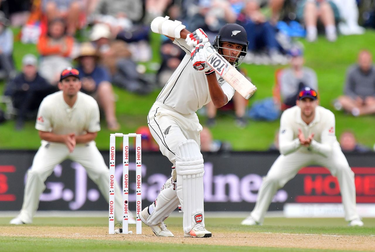 Jeet Raval dug in during a difficult opening, New Zealand v England, 2nd Test, Christchurch, 4th day, April 2, 2018