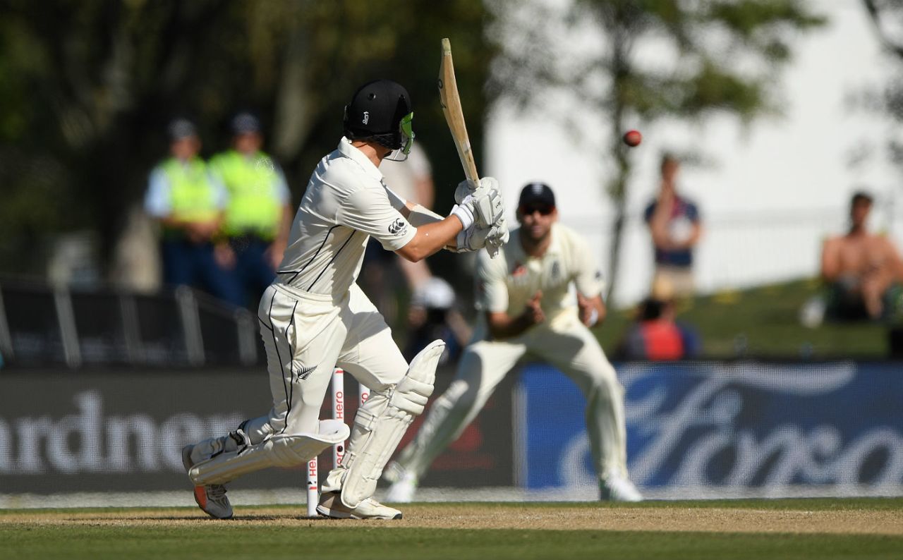 BJ Watling was caught in the leg trap off Mark Wood, New Zealand v England, 2nd Test, Christchurch, 5th day, April 3, 2018