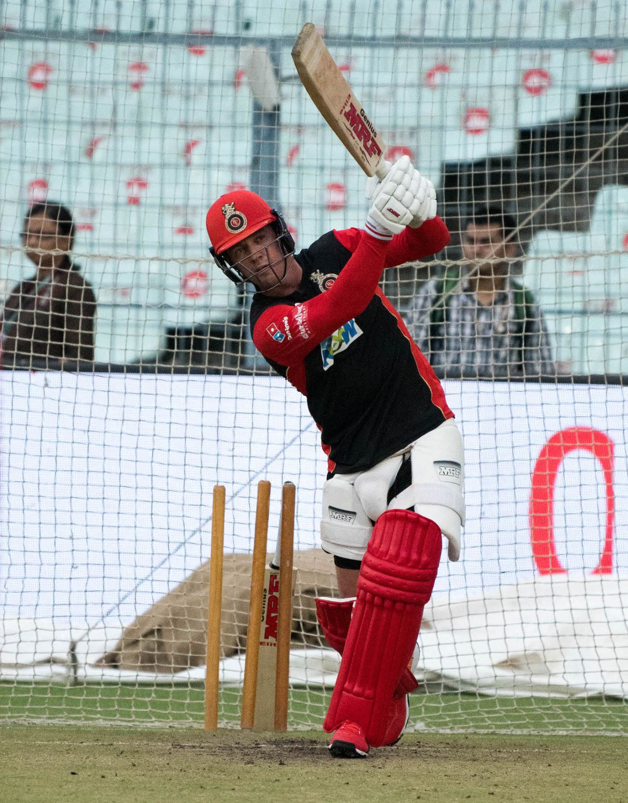 AB de Villiers bats in the nets at Eden Gardens, IPL 2018, Kolkata, April 7, 2018