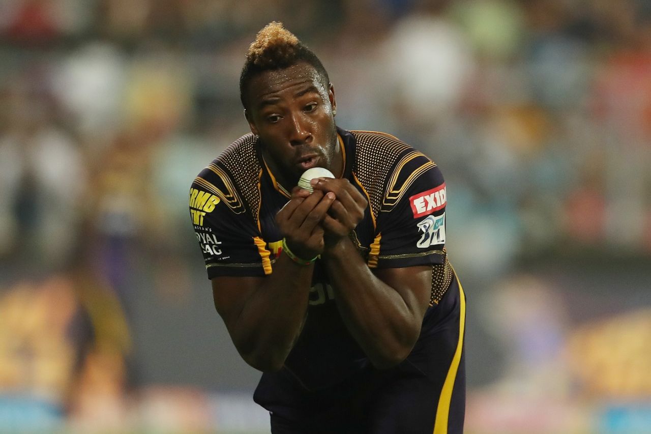 Andre Russell cuts a priceless figure as he completes a catch, Kolkata Knight Riders v Royal Challengers Bangalore, IPL 2018, Eden Gardens, April 8, 2018