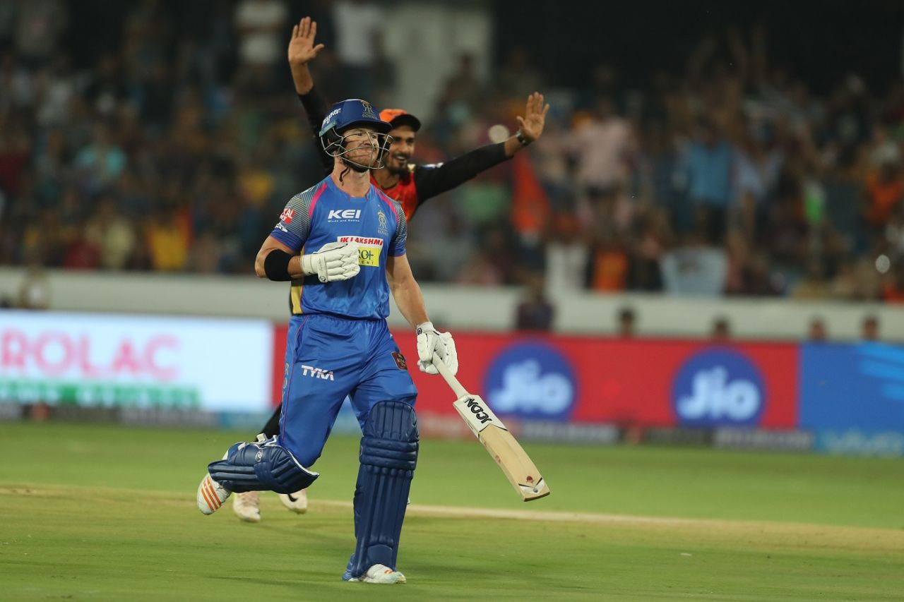 D'Arcy Short's IPL debut ended in a run out, Sunrisers Hyderabad v Rajasthan Royals, IPL 2018, Hyderabad, April 9, 2018