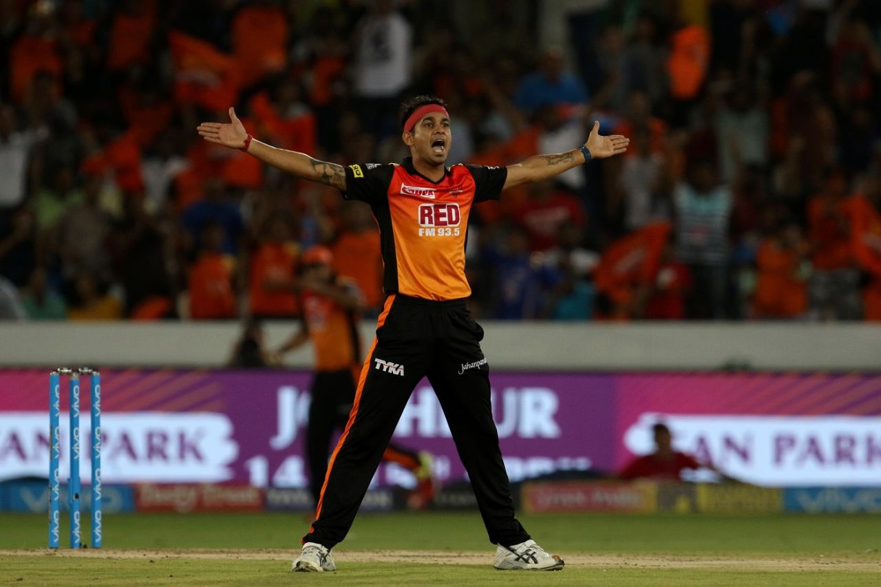 Siddarth Kaul dismissed Ishan Kishan and Evin Lewis in his first over, Sunrisers Hyderabad v Mumbai Indians, IPL 2018, Hyderabad, April 12, 2018