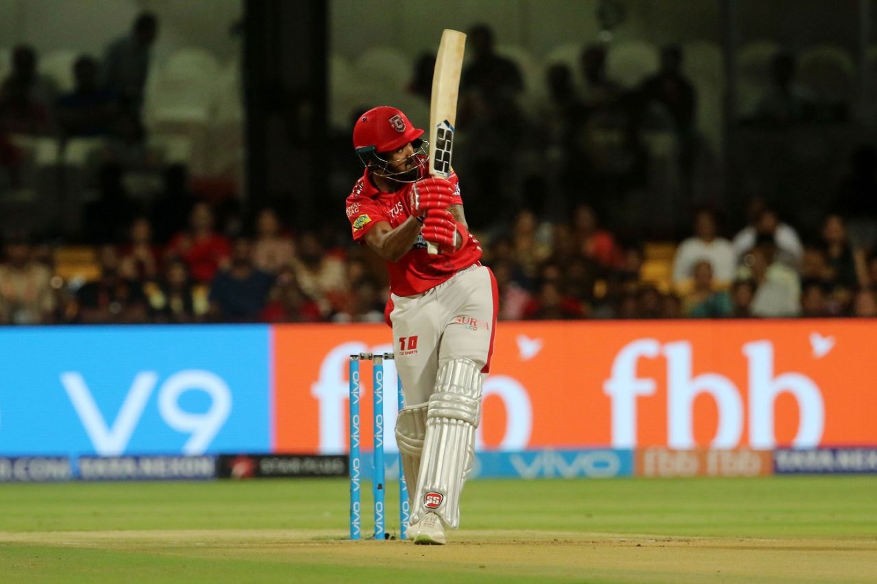 KL Rahul smashed two sixes and a four in the first over, Royal Challengers Bangalore v Kings XI Punjab, IPL 2018, Bengaluru, April 13, 2018